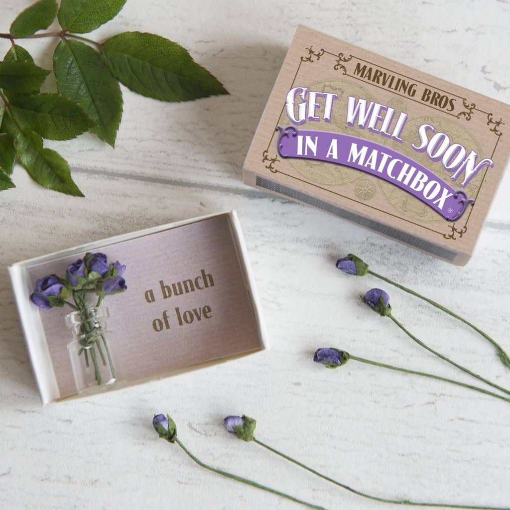 Get Well Bunch Of Roses In A Vase In A Matchbox