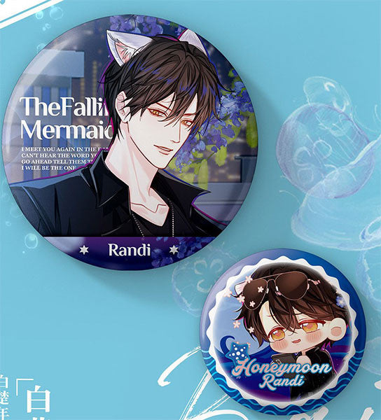 The Falling Merman Randi Tin Badge Set