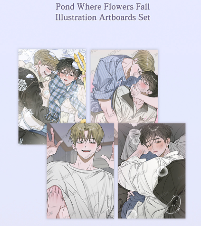 Pond Where Flowers Fall Illustration Artboards Set