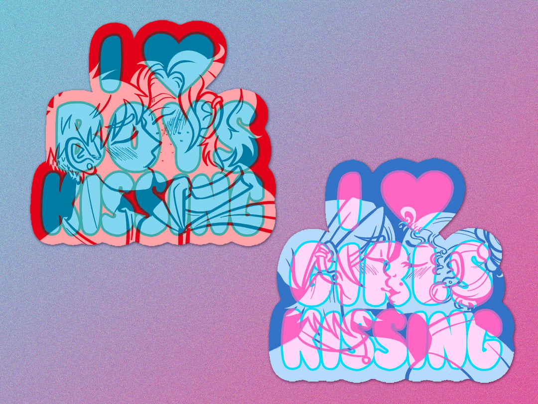 I Heart Boys Kissing / I Heart Girls Kissing Stickers