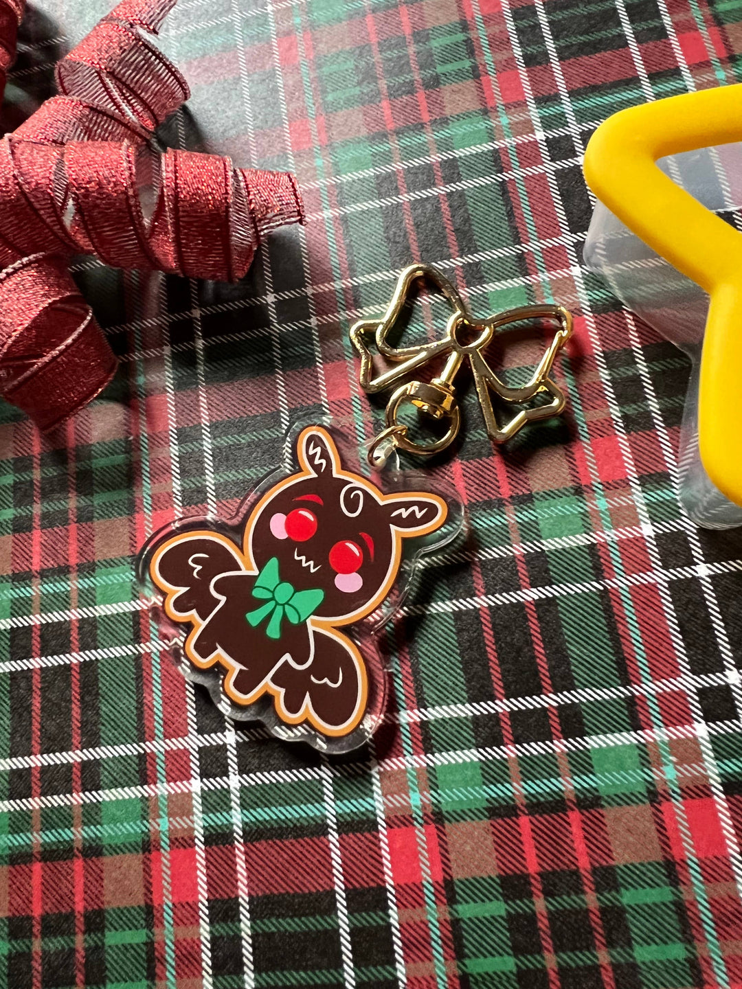 Gingerbread Mothman Christmas Cryptid Keychain