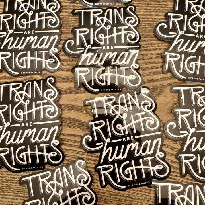 Trans Rights Are Human Rights Glow Sticker -Glow-In-The-Dark