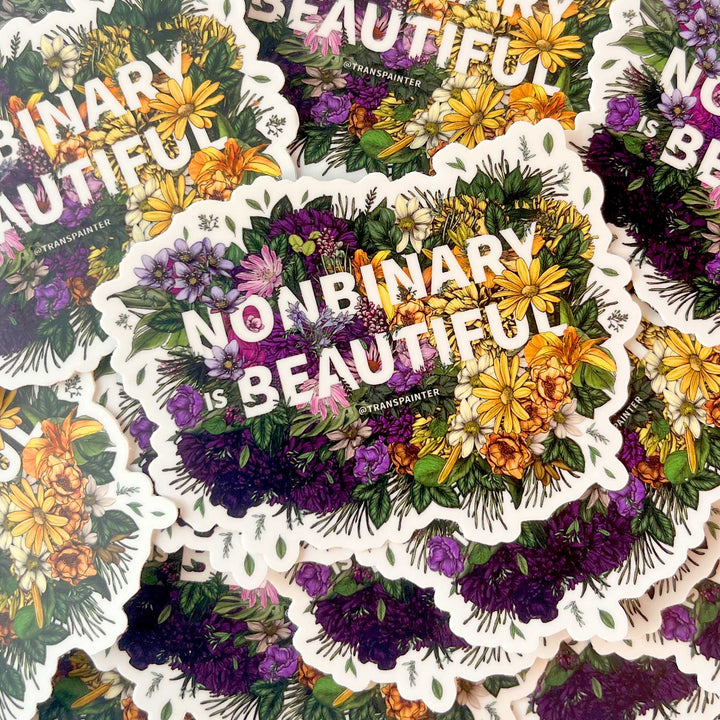 Nonbinary is Beautiful Bumper Sticker | Nonbinary LGBTQ Gift