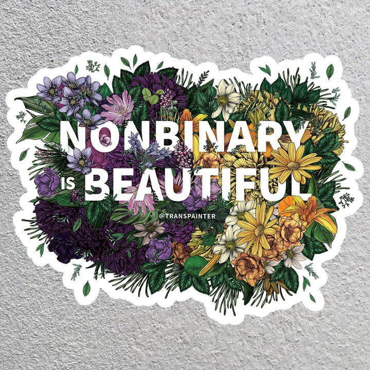 Nonbinary is Beautiful Bumper Sticker | Nonbinary LGBTQ Gift
