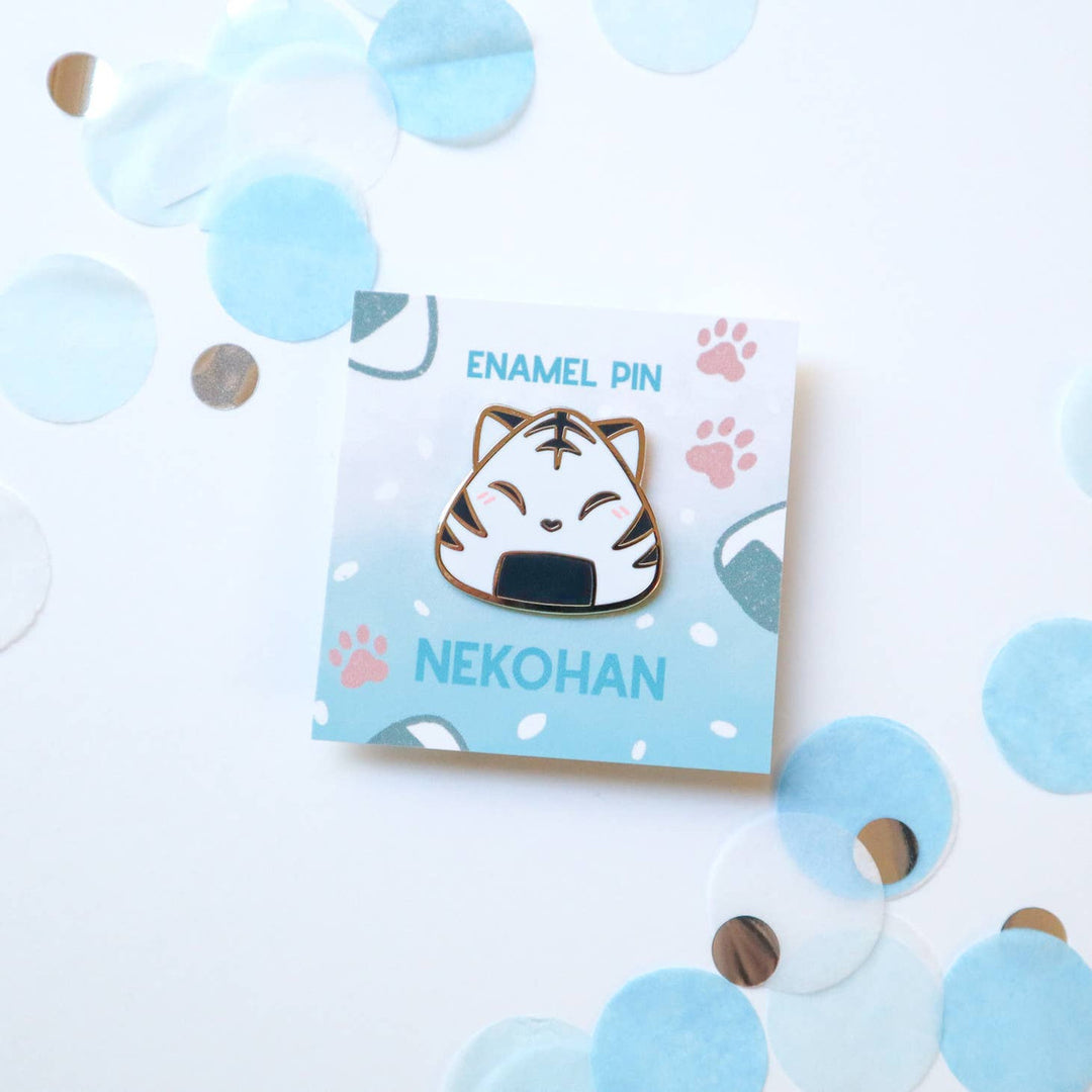 Onigiri Nekohan Enamel Pin