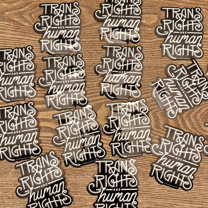 Trans Rights Are Human Rights Glow Sticker -Glow-In-The-Dark