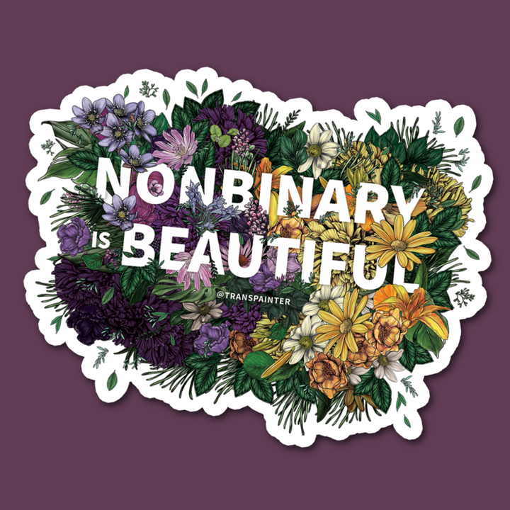 Nonbinary is Beautiful Bumper Sticker | Nonbinary LGBTQ Gift