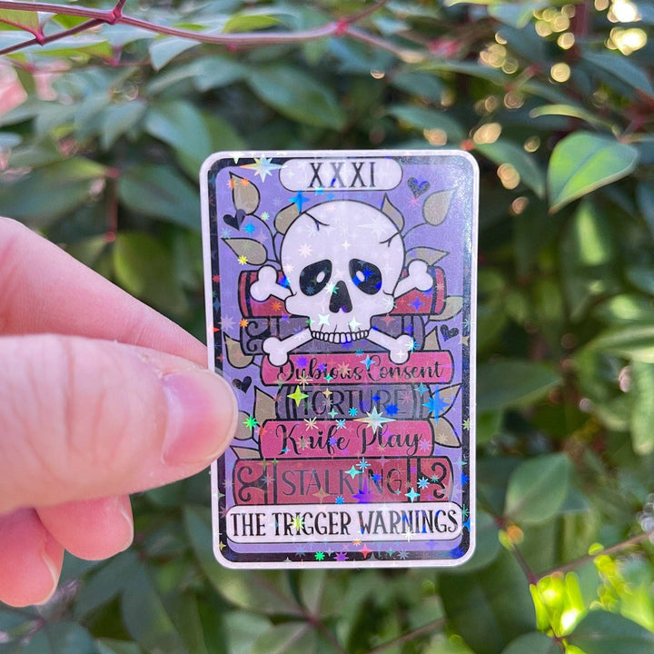 Tarot Card The Trigger Warnings Book Sticker
